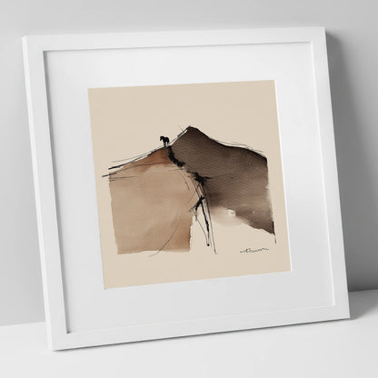 Summit Silhouette horse landscape art print in white frame
