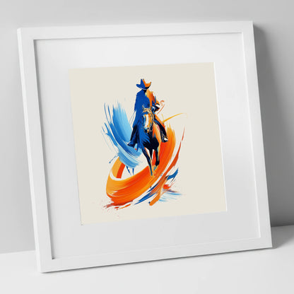 Riding the Painted Wind western horse art print in white frame