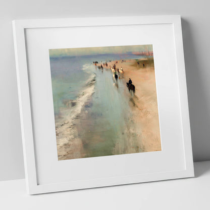 Misty Coastal String horse landscape art print in white frame