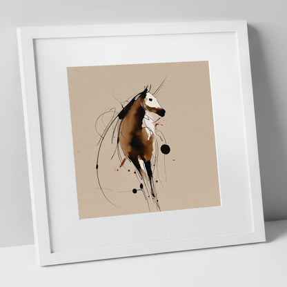 Fluid Ink Profile horse portrait art print in white frame