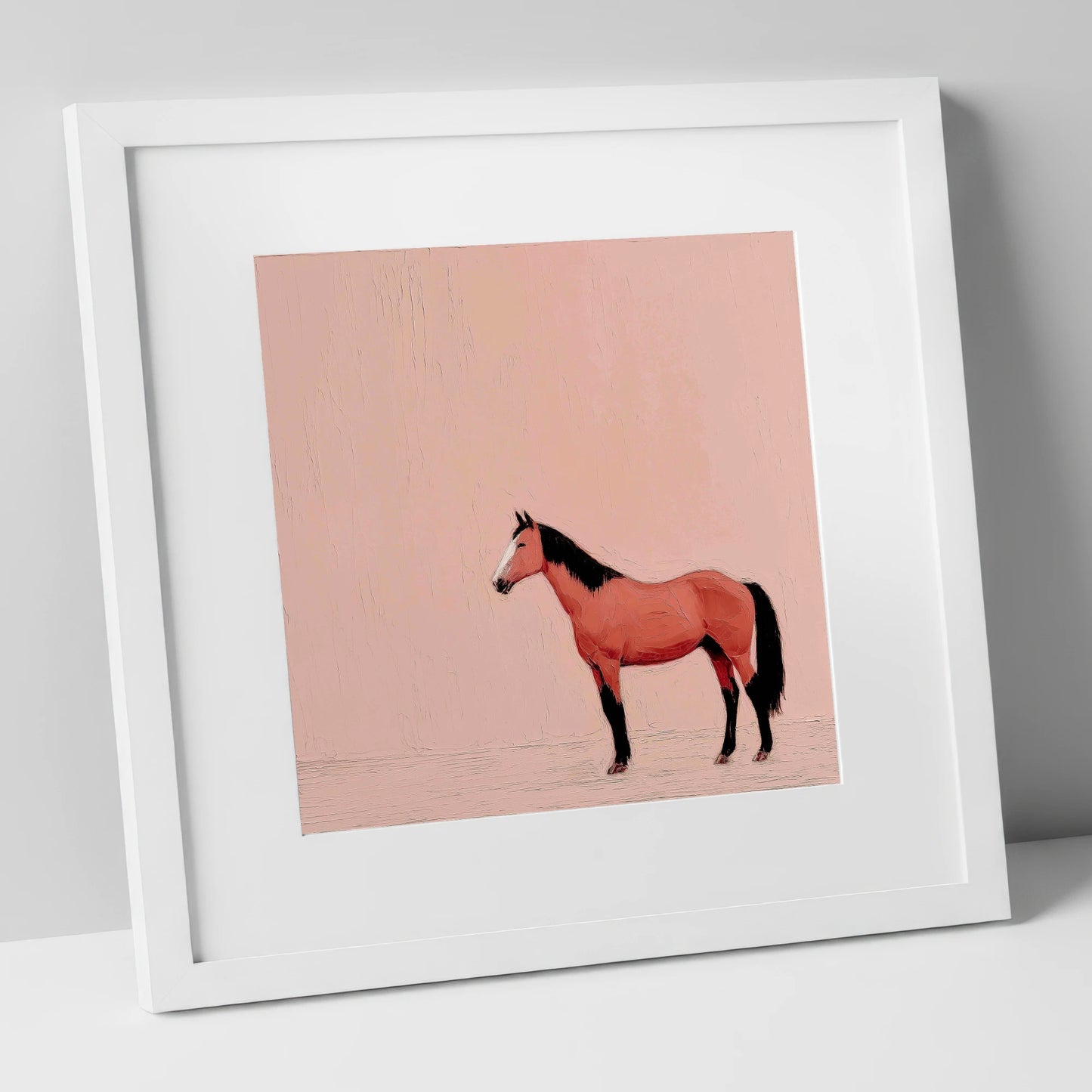 Serene Bay Contender racing horse art print in white frame