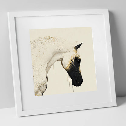Gilded Splendour horse breed art print in white frame