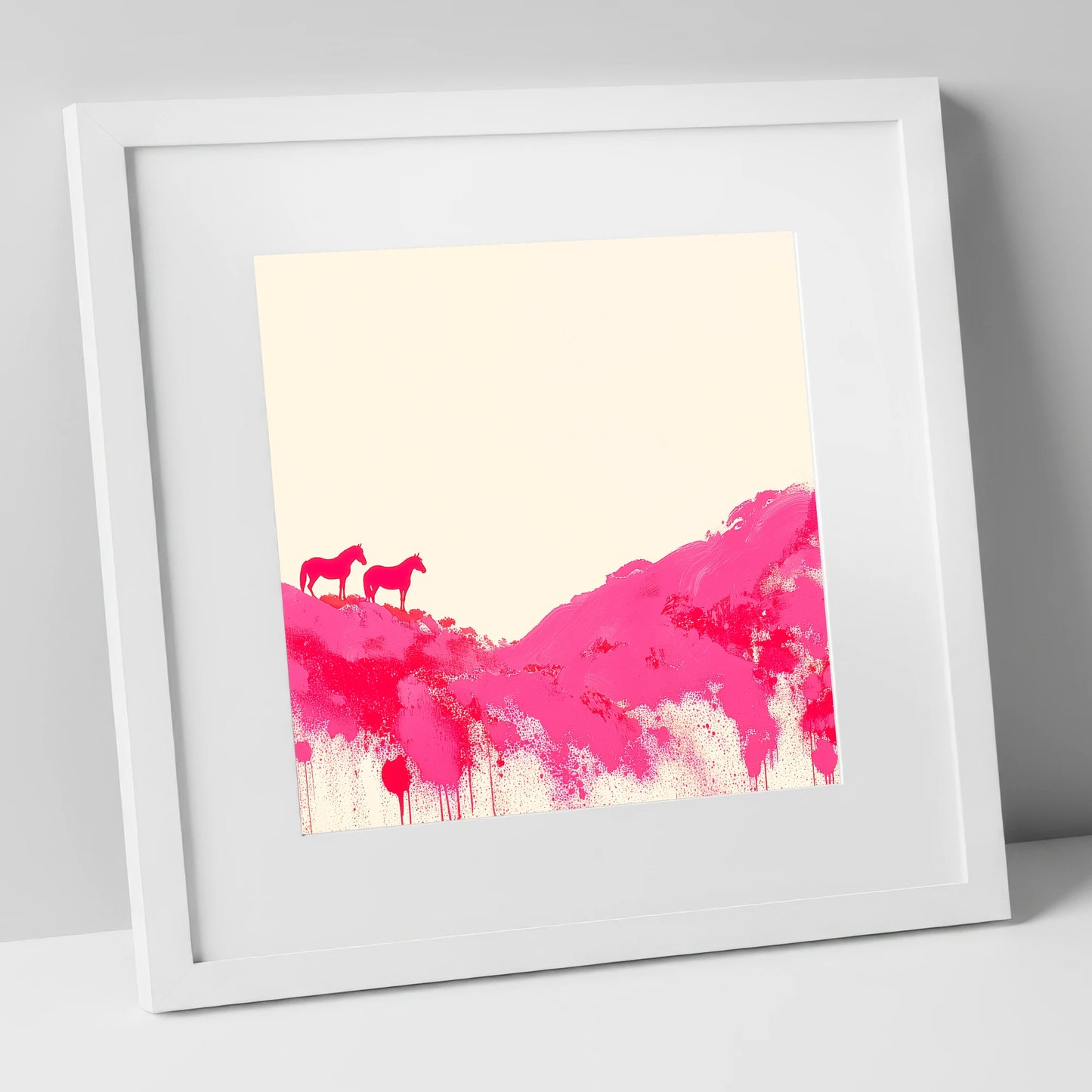 Magenta Ridge horse landscape art print in white frame
