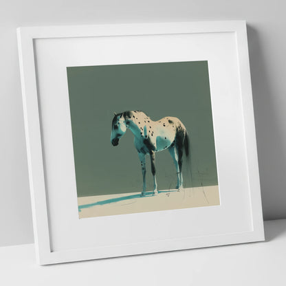 Modern Appaloosa Study horse breed art print in white frame