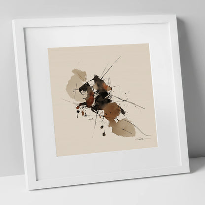 Raw Equine Spirit horse portrait art print in white frame