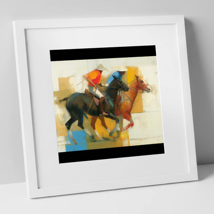 The Final Chukka polo horse art print in white frame