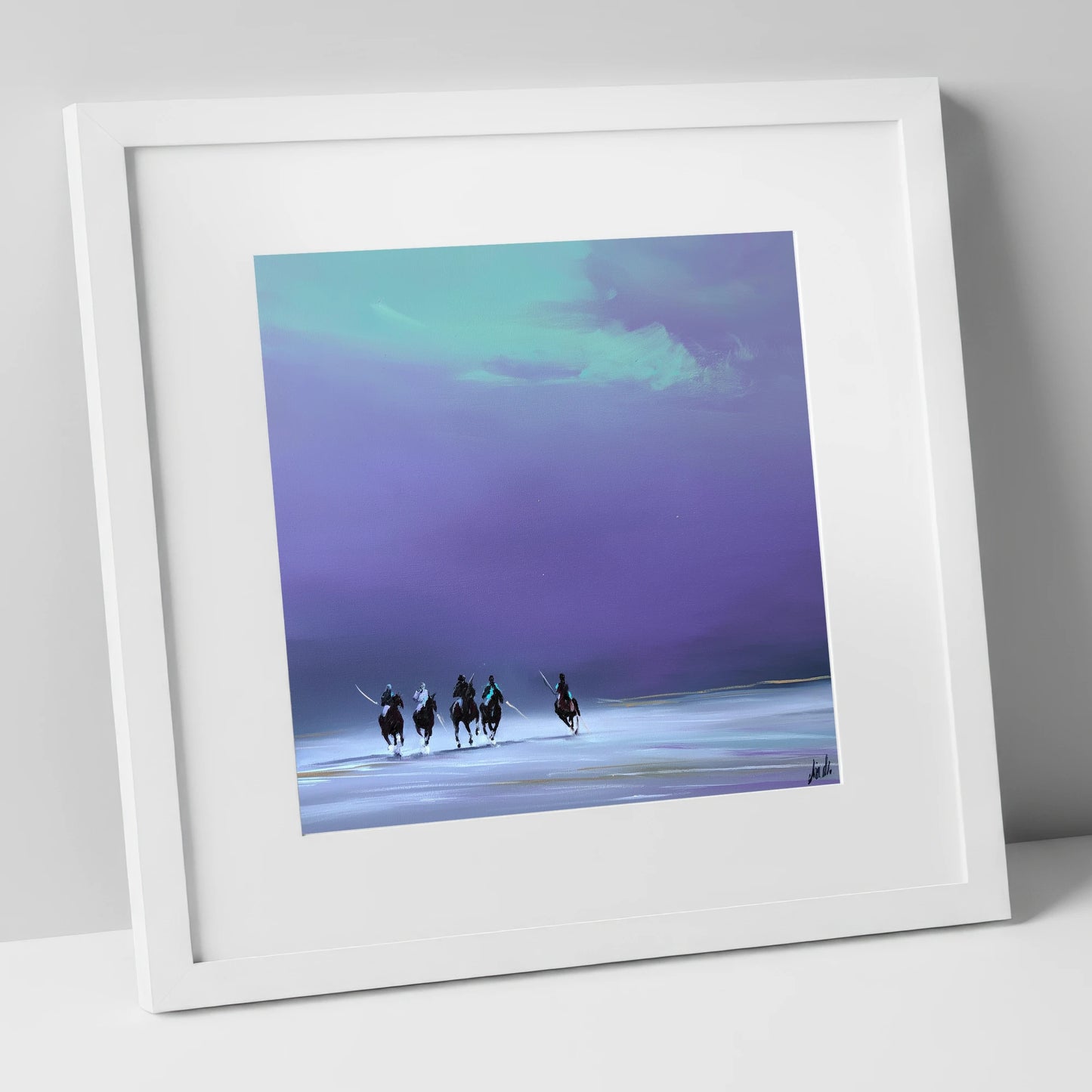 The Final Chukka polo horse art print in white frame