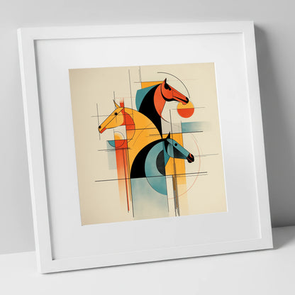 Rhythmic Racing Profiles racing horse art print in white frame
