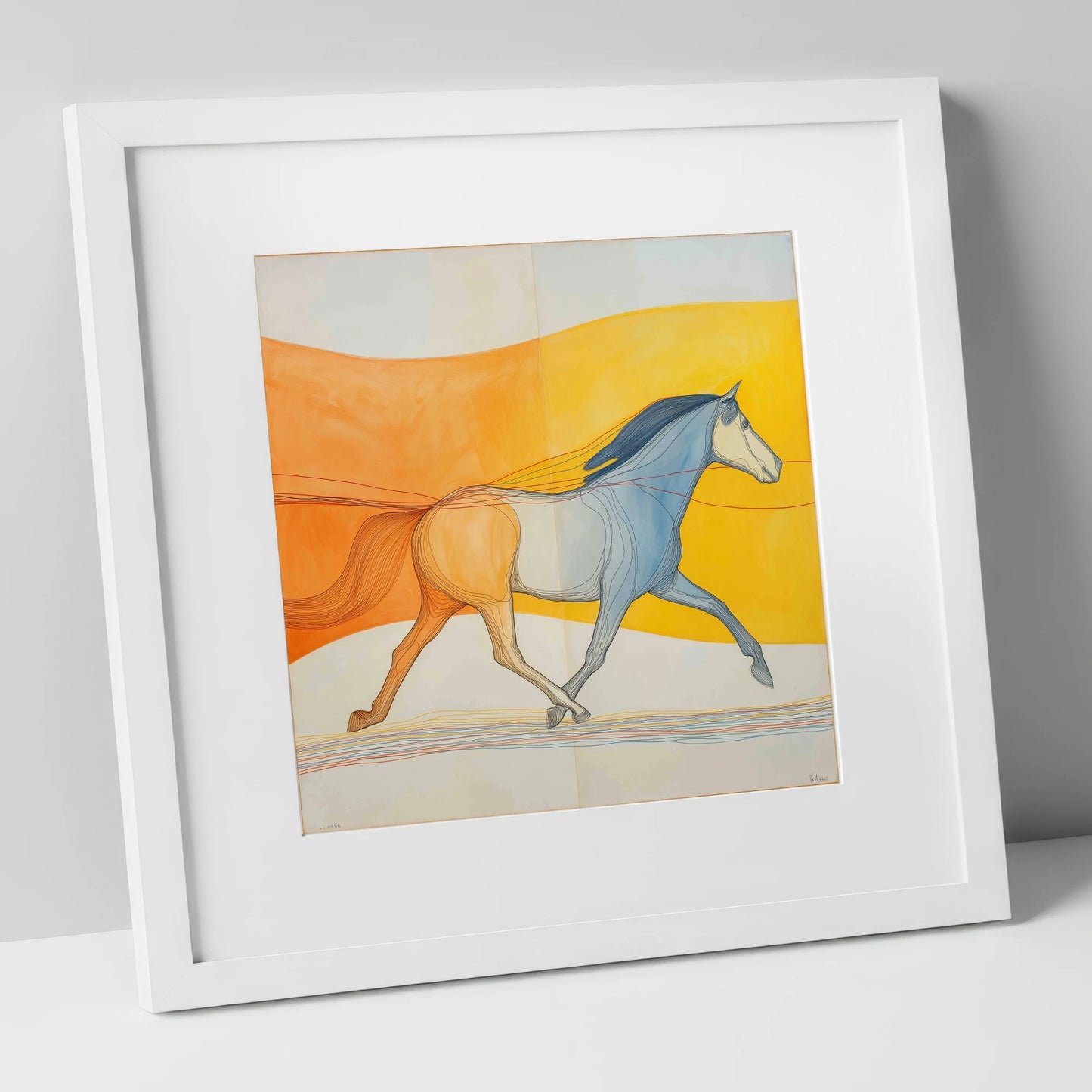 Rhythm In Colour horse portrait art print in white frame