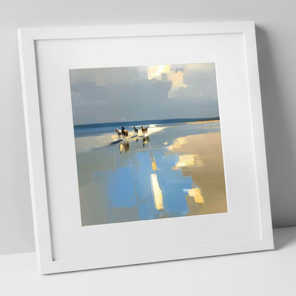 Coastal Hack Reflections horse landscape art print in white frame