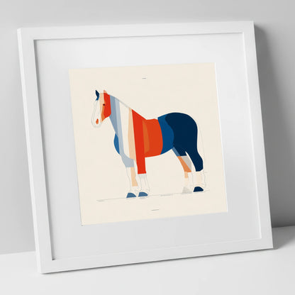 Modernist Equine Silhouette horse breed art print in white frame