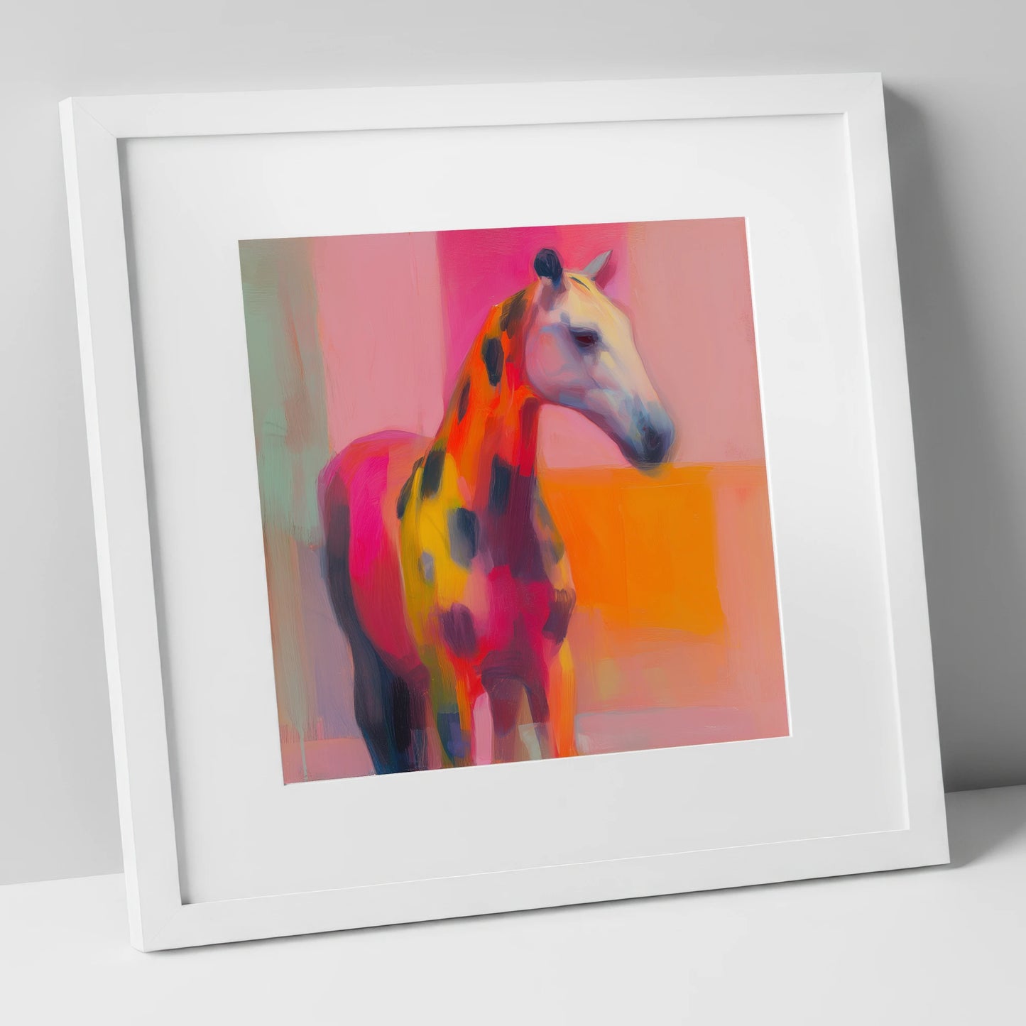 Radiant Appaloosa Profile horse breed art print in white frame