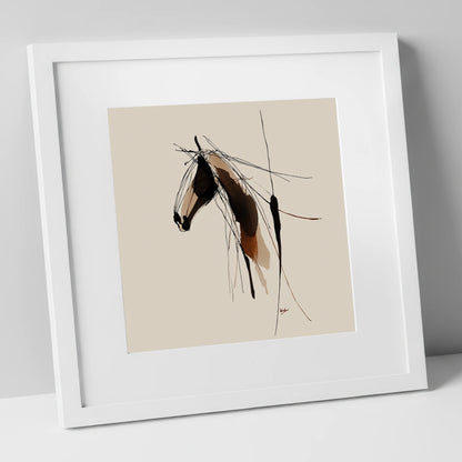 Fluid Grace horse portrait art print in white frame