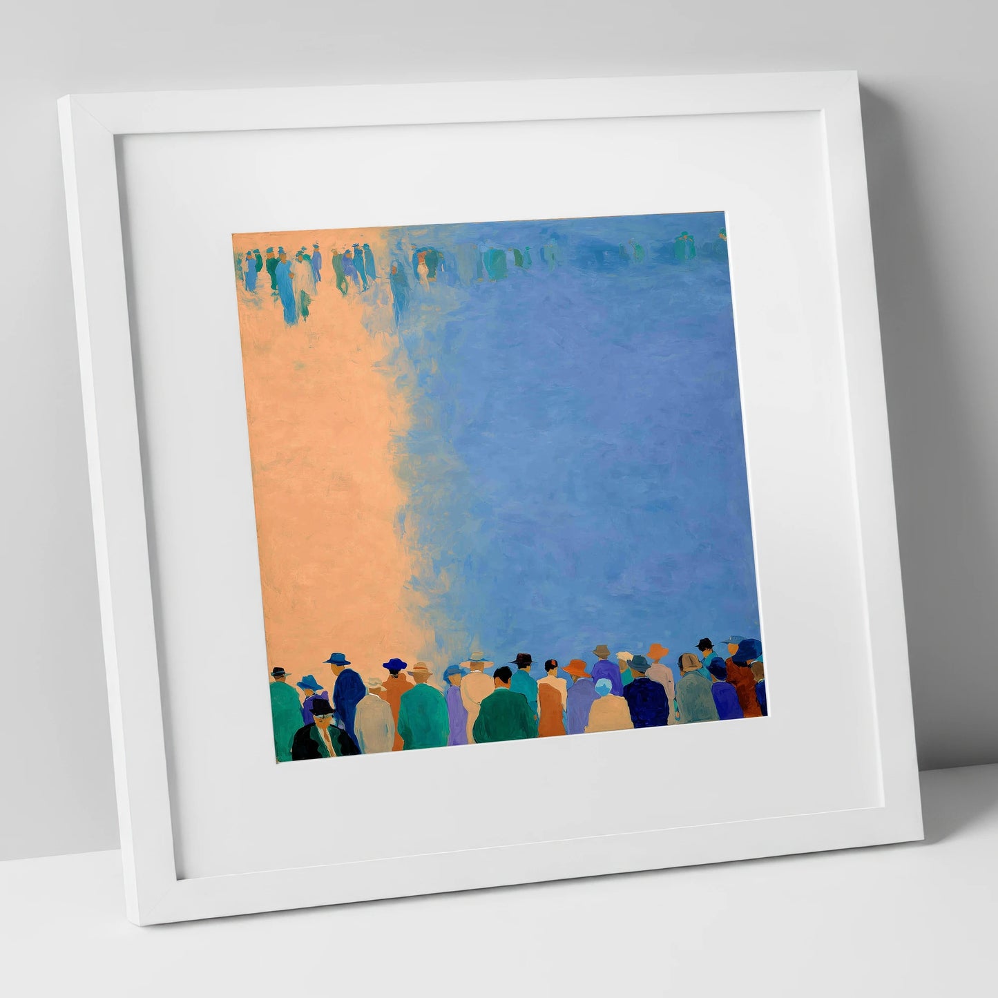 Waiting for the Field racing horse art print in white frame