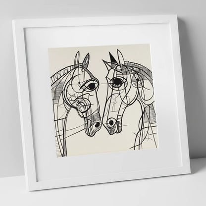 Structural Equine Bond horse portrait art print in white frame