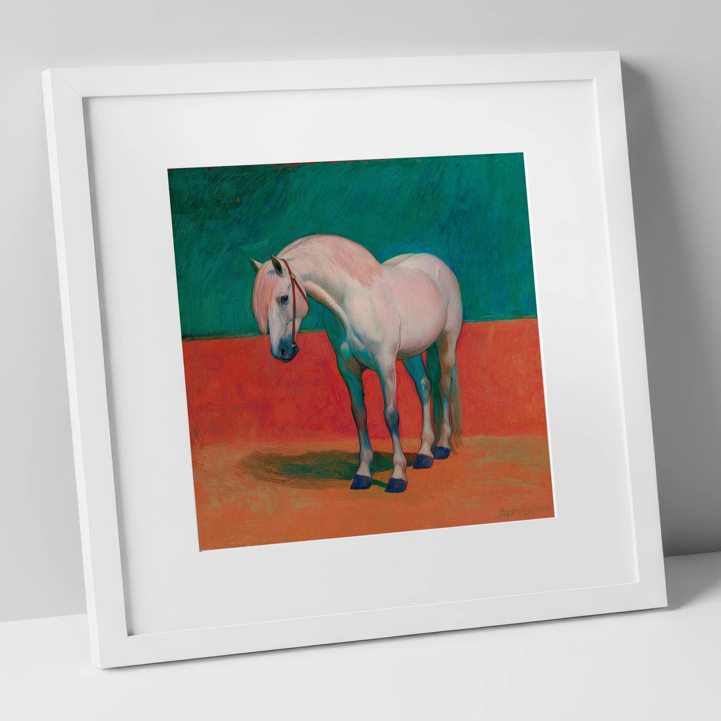 The Painted Grey horse breed art print in white frame