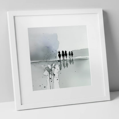 The Morning String racing horse art print in white frame