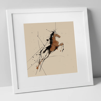 Bold Ascension horse portrait art print in white frame