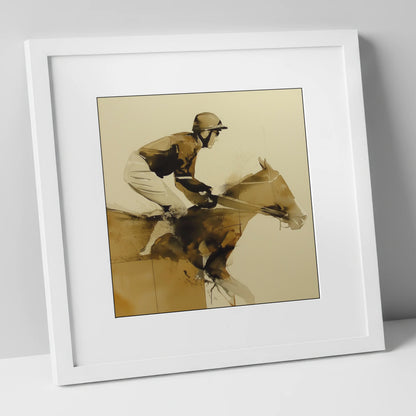 The Final Fence racing horse art print in white frame