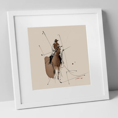 Dynamic Polo Strike polo horse art print in white frame