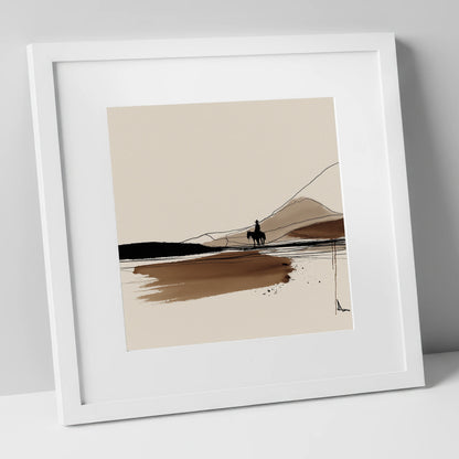 Frontier Silhouette western horse art print in white frame