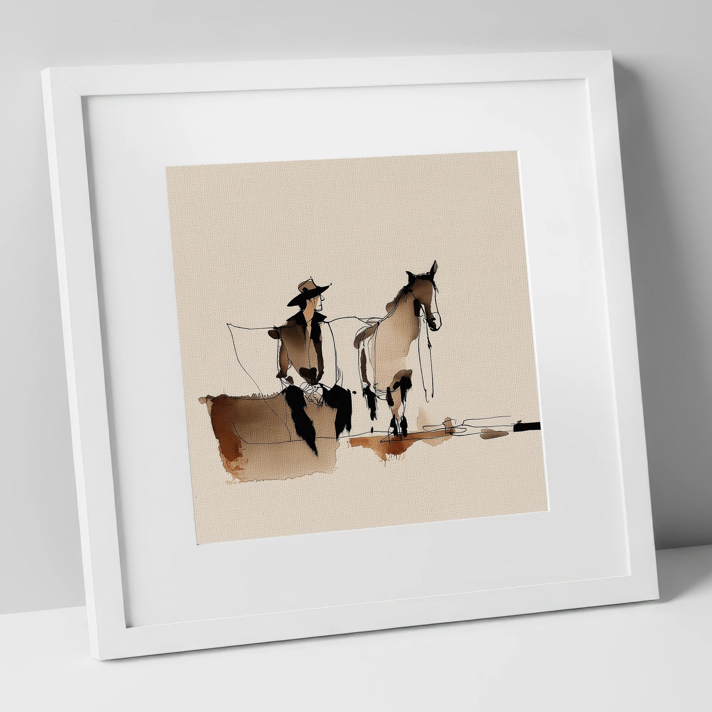 Rest on the Trail western horse art print in white frame