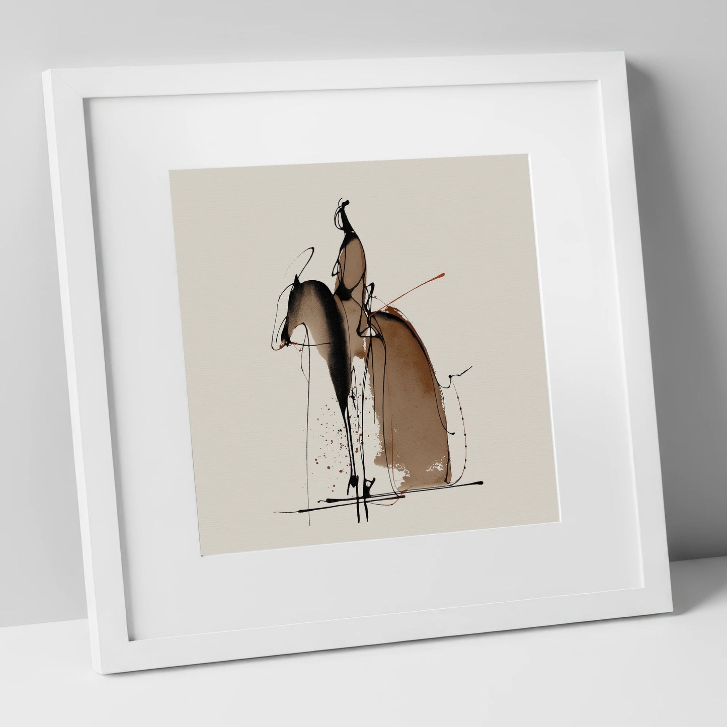 Collected Elegance dressage horse art print in white frame