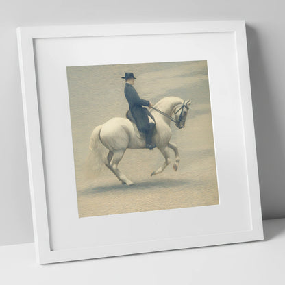 Classical Dressage Harmony dressage horse art print in white frame