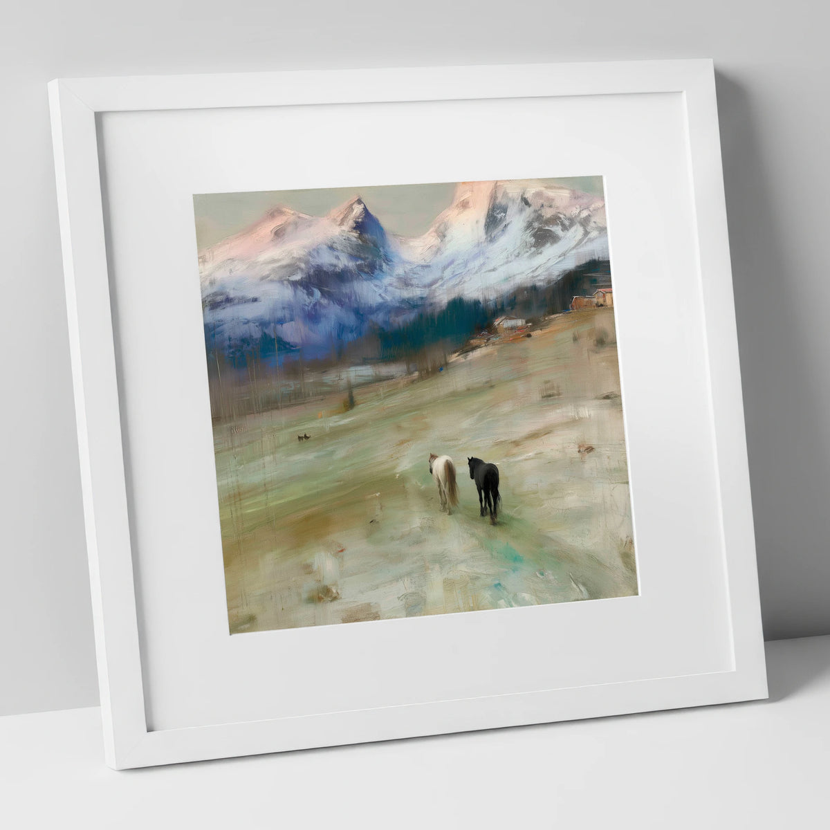 Journey to the Foothills horse landscape art print in white frame