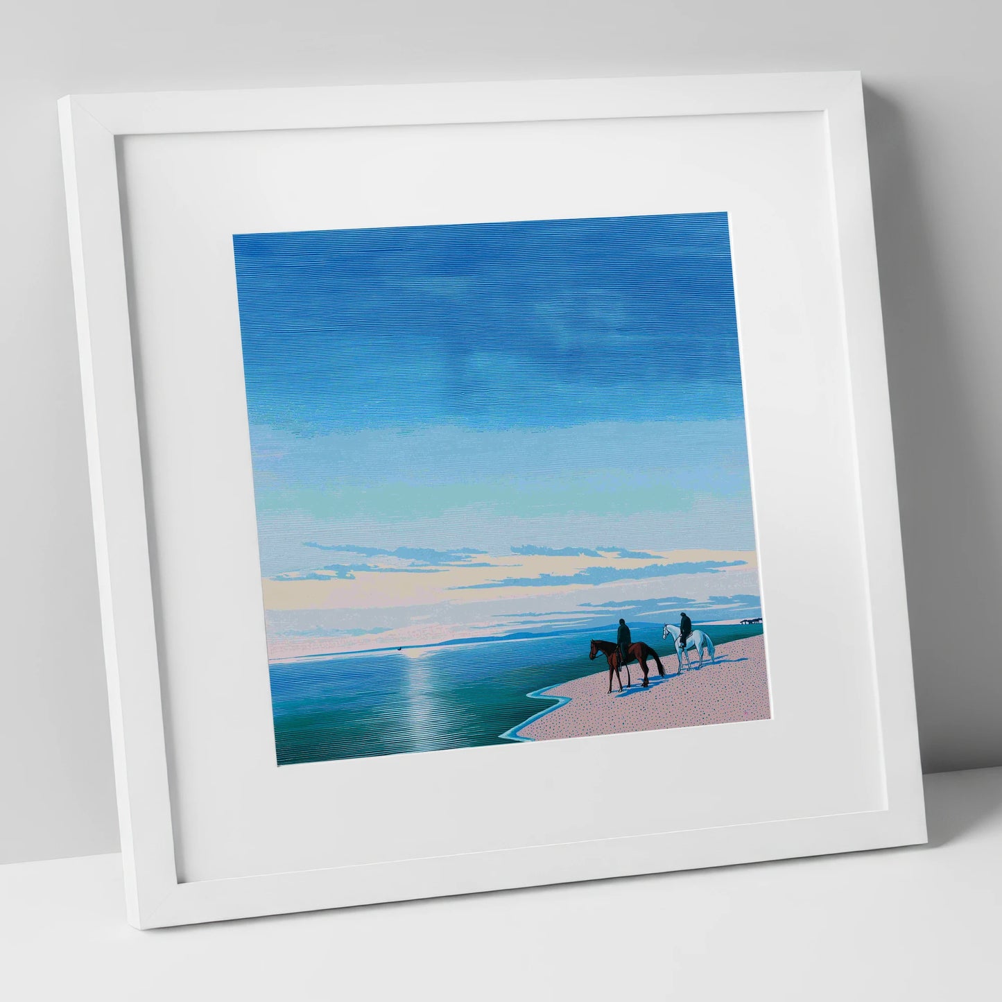 Horizon Bound horse landscape art print in white frame