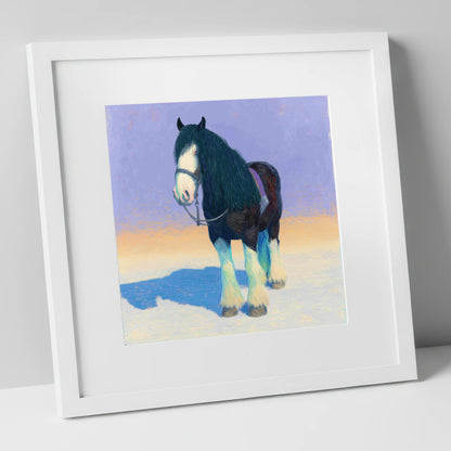 The Gentle Giant horse breed art print in white frame