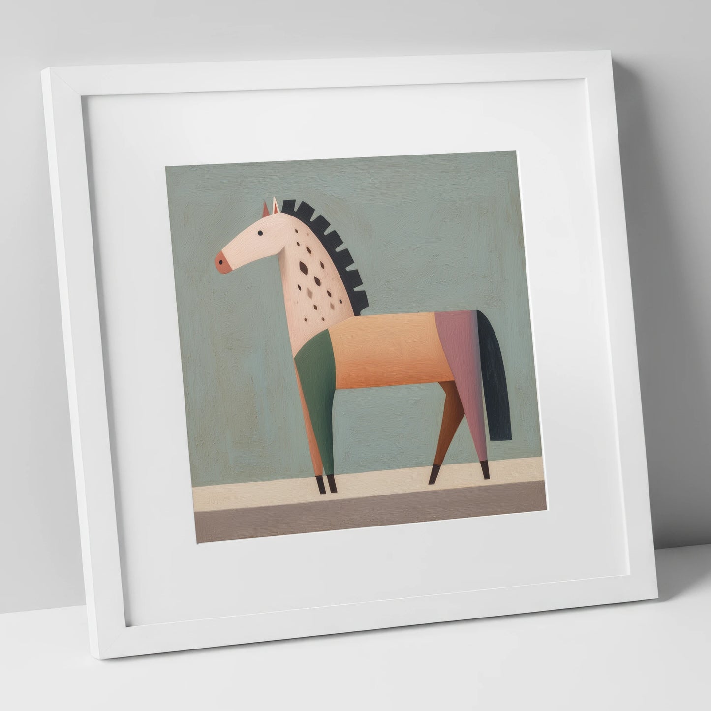 Geometric Appaloosa Form horse breed art print in white frame