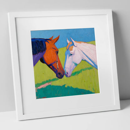 Vivid Equine Greeting horse portrait art print in white frame