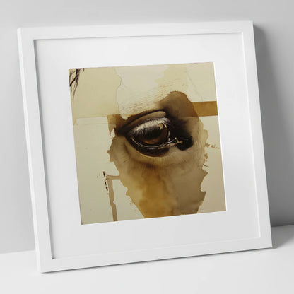 The Equine Gaze horse portrait art print in white frame