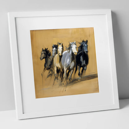 Thunder Through The Dust wild horses art print in white frame