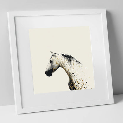 Gilded Ink Equine Profile horse breed art print in white frame