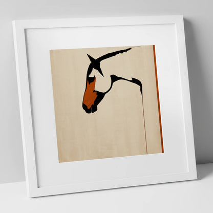 Minimalist Equine Profile horse breed art print in white frame
