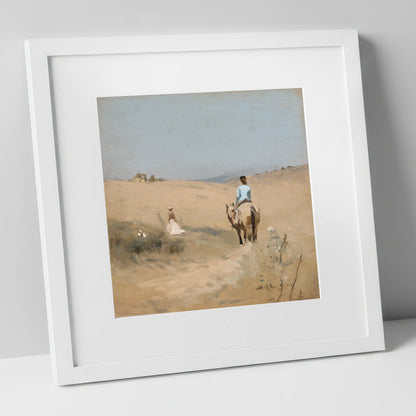 The Summer Hack horse & rider art print in white frame