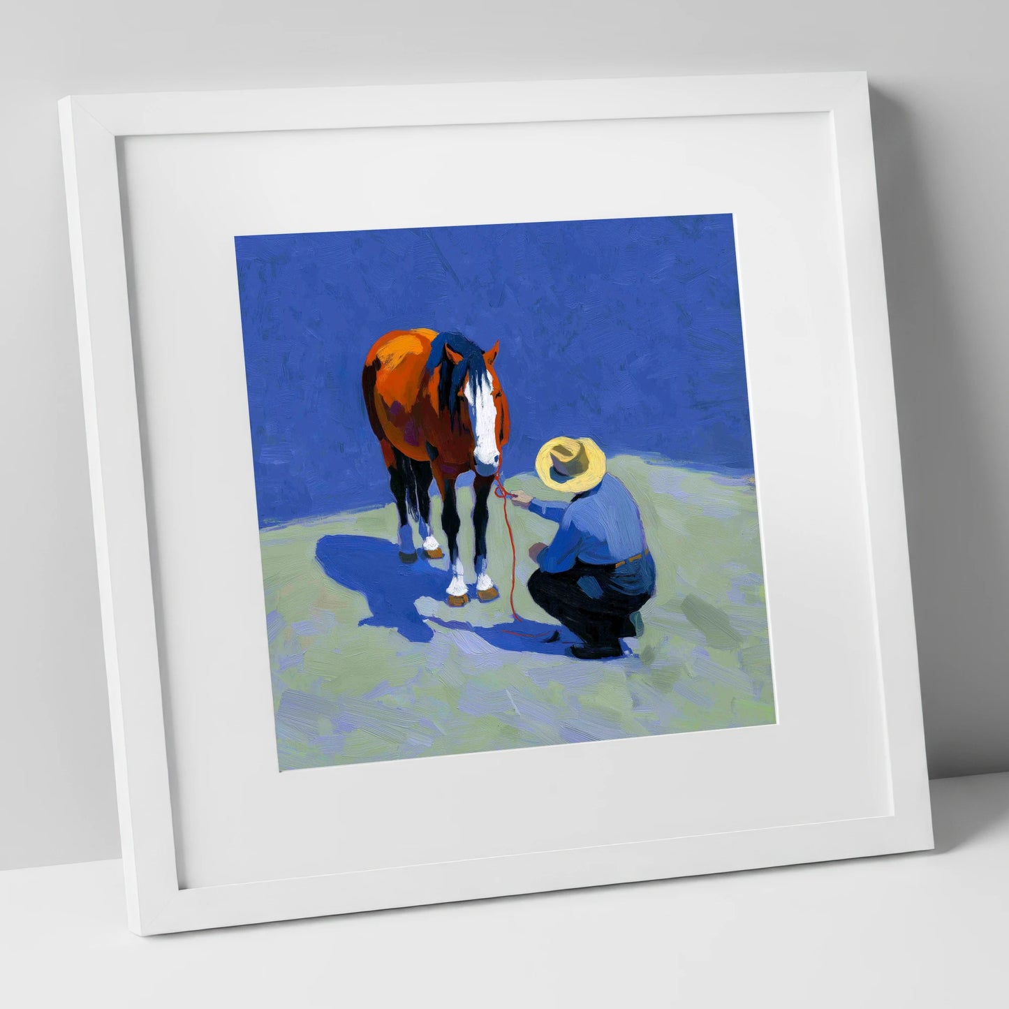 Sunlit Western Bond western horse art print in white frame