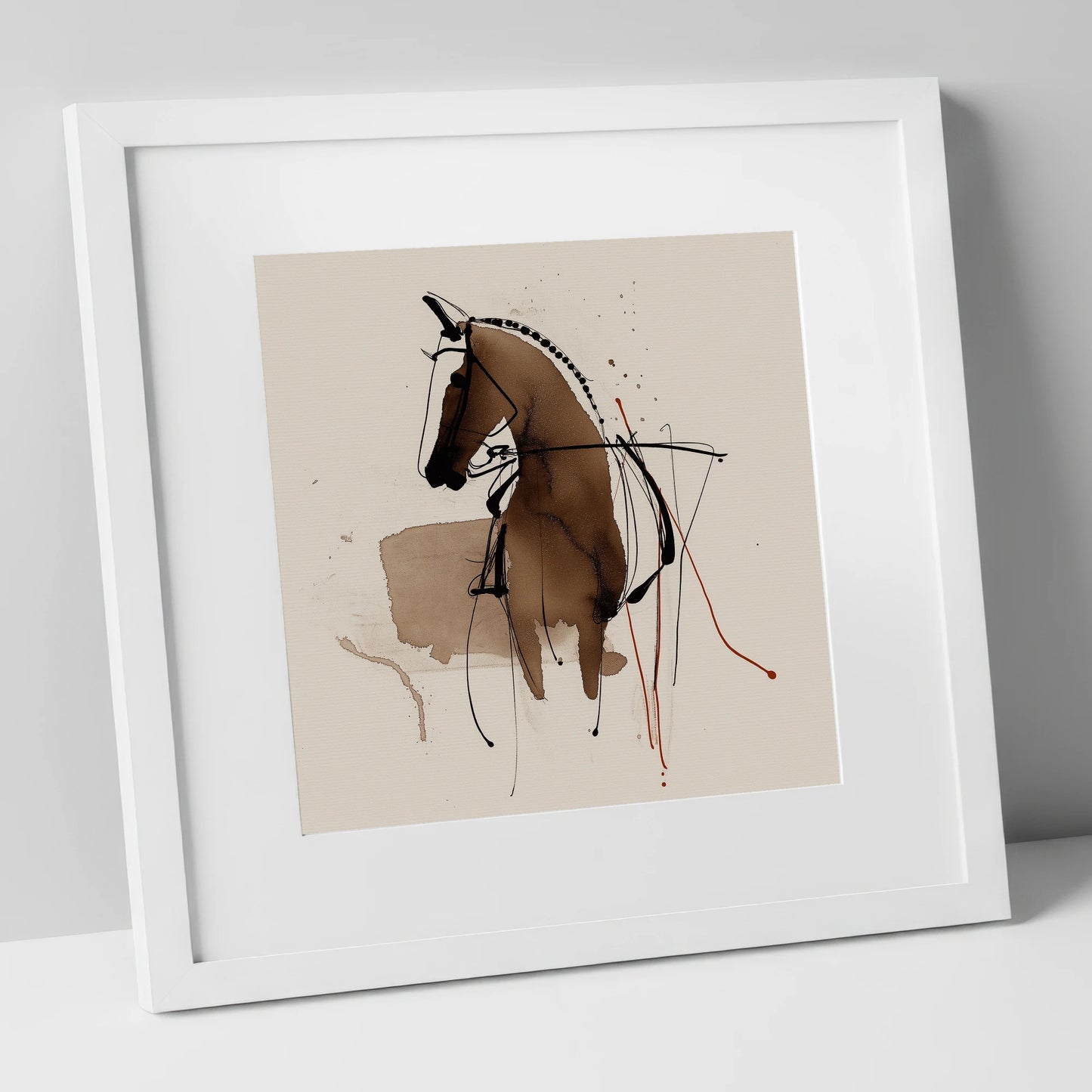 The Collected Frame dressage horse art print in white frame