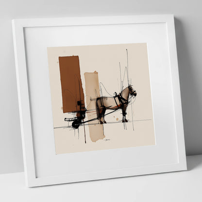 Structural Harness working horse art print in white frame