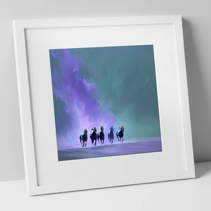 The Violet Furlong racing horse art print in white frame