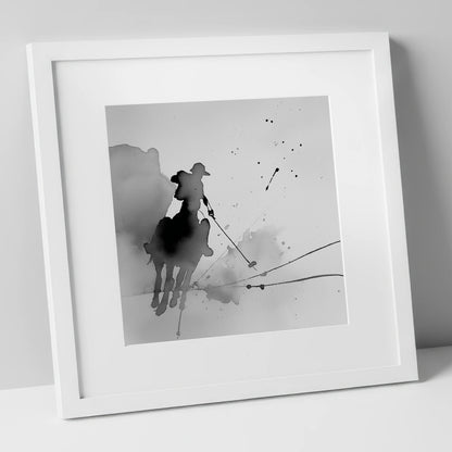 Dynamic Polo Strike polo horse art print in white frame