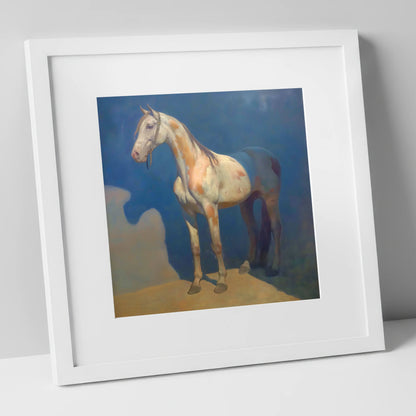The Soulful Skewbald horse breed art print in white frame