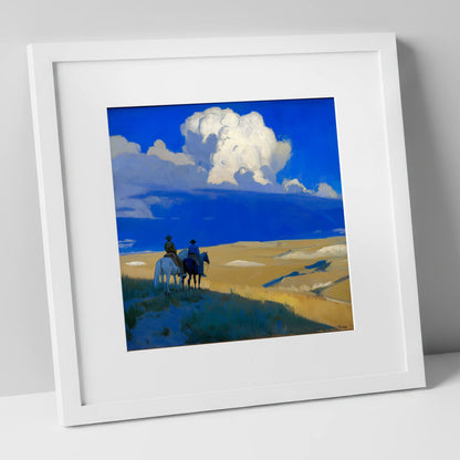 Beneath the Cobalt Sky horse landscape art print in white frame