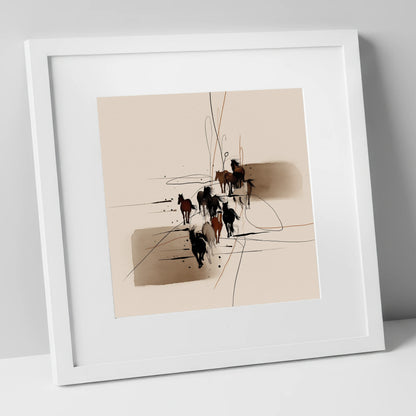 Wild Herd Dynamics wild horses art print in white frame