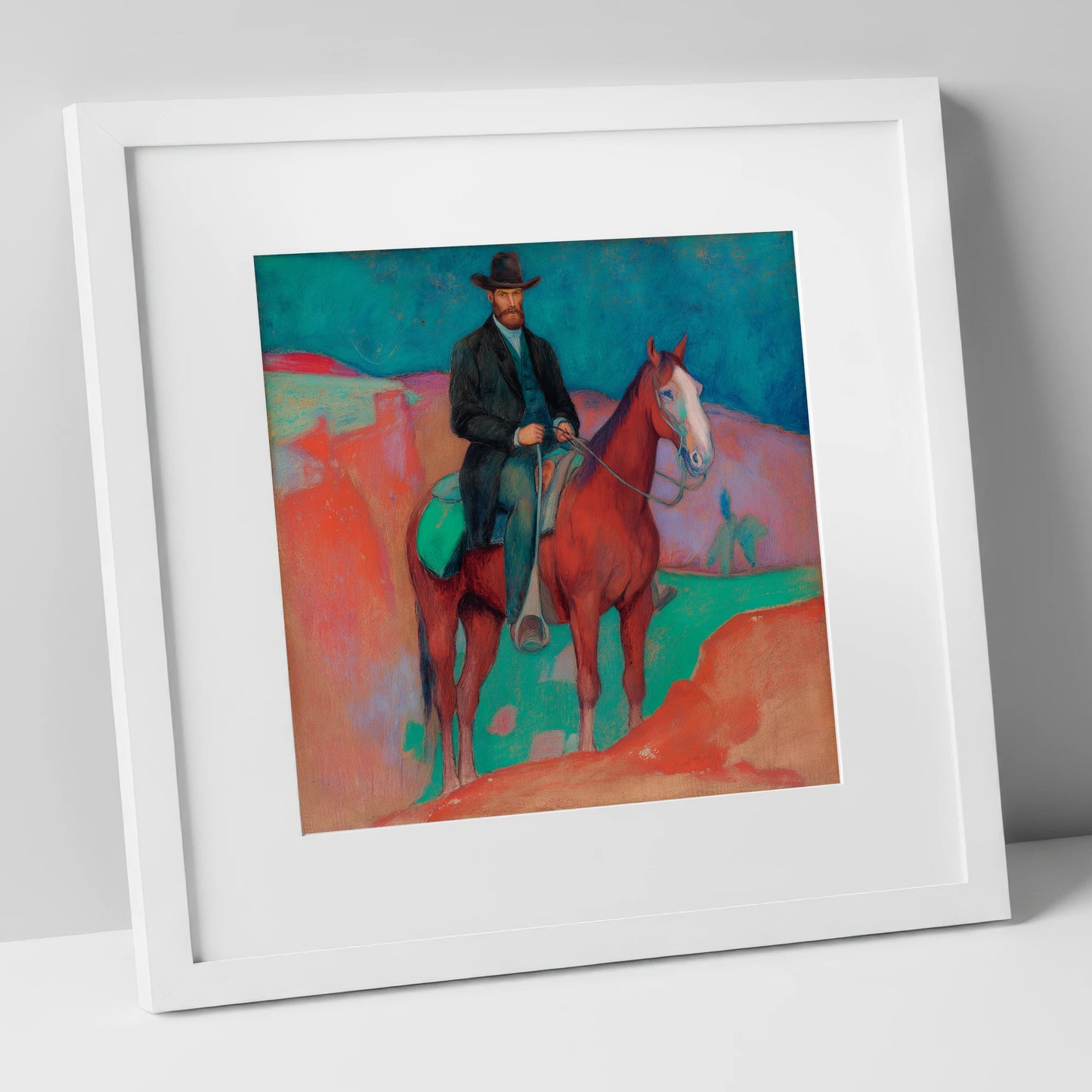 The Painted Frontier western horse art print in white frame