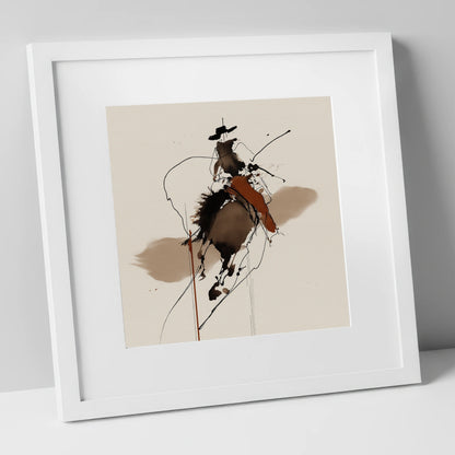 Frontier Ink Silhouette western horse art print in white frame