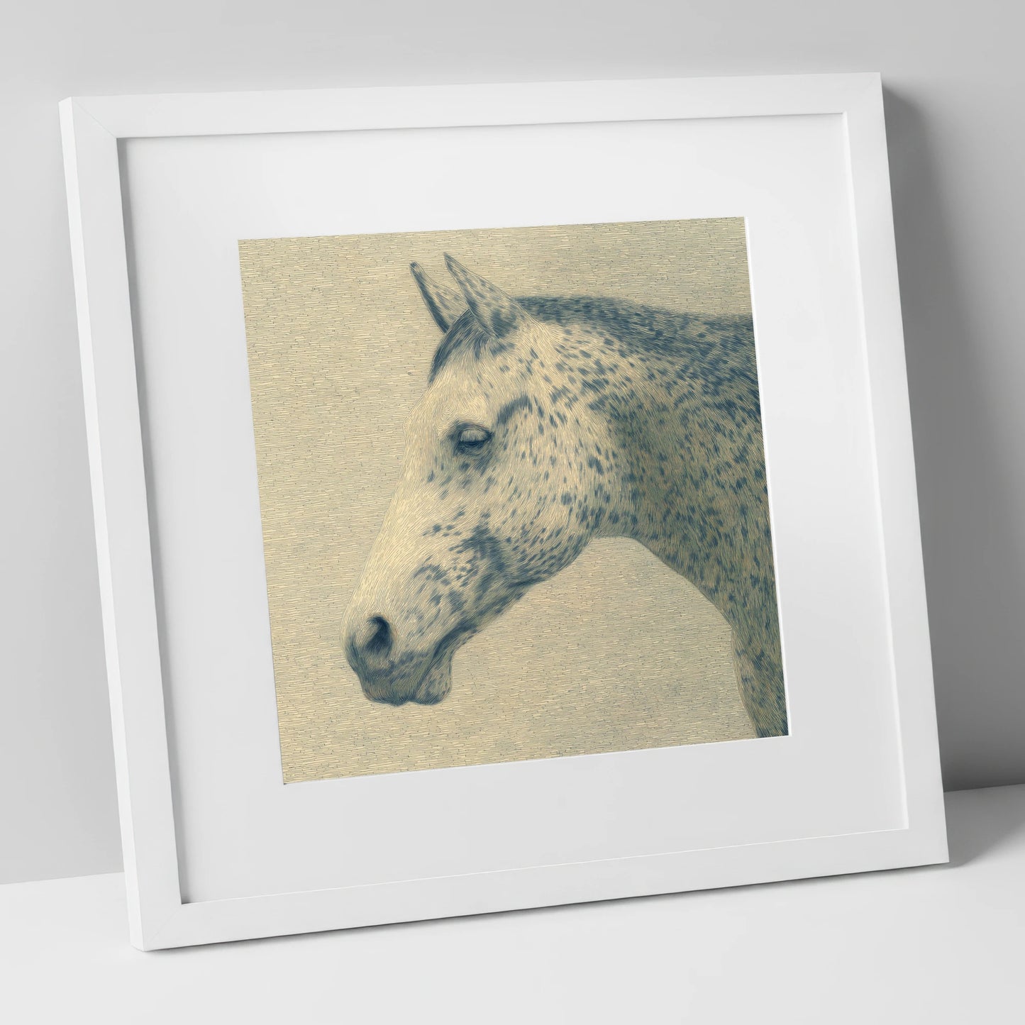 Meticulous Equine Profile horse breed art print in white frame