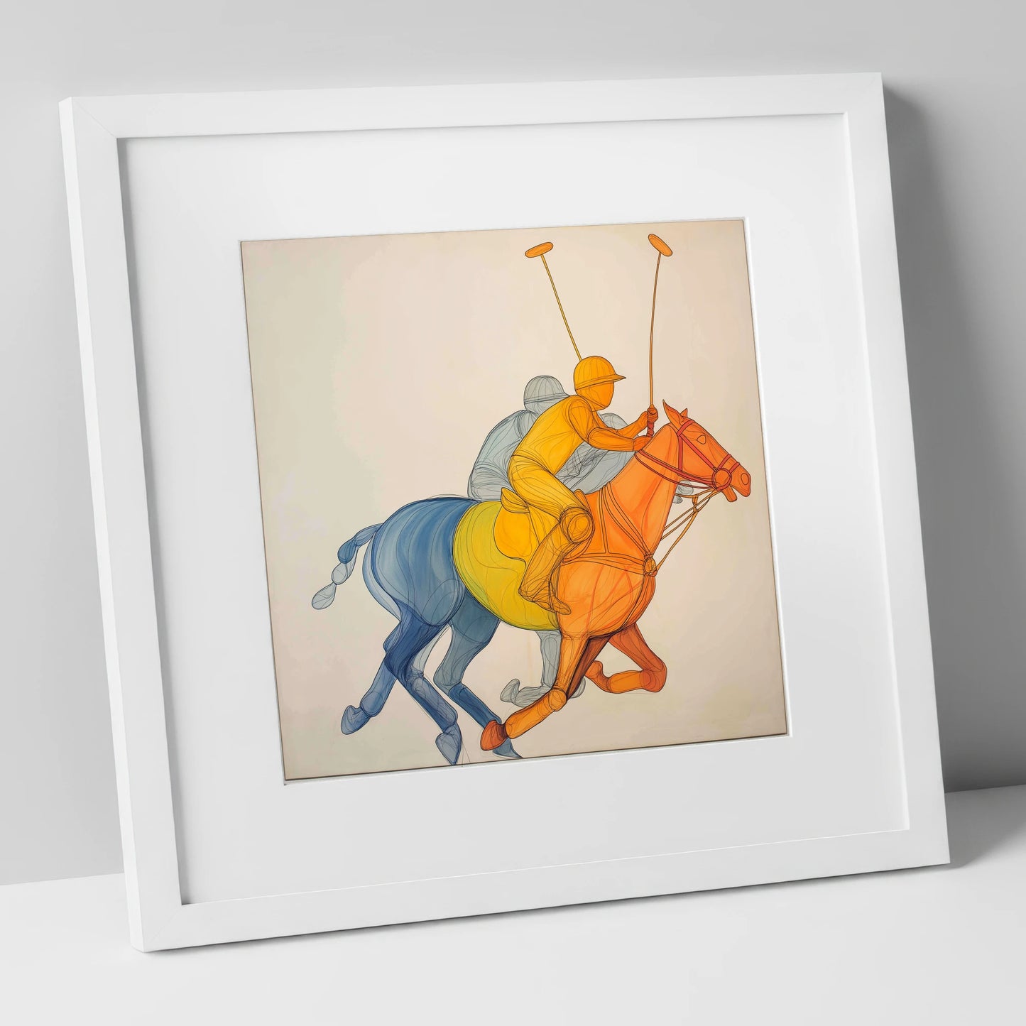 Rhythm of the Chukka polo horse art print in white frame